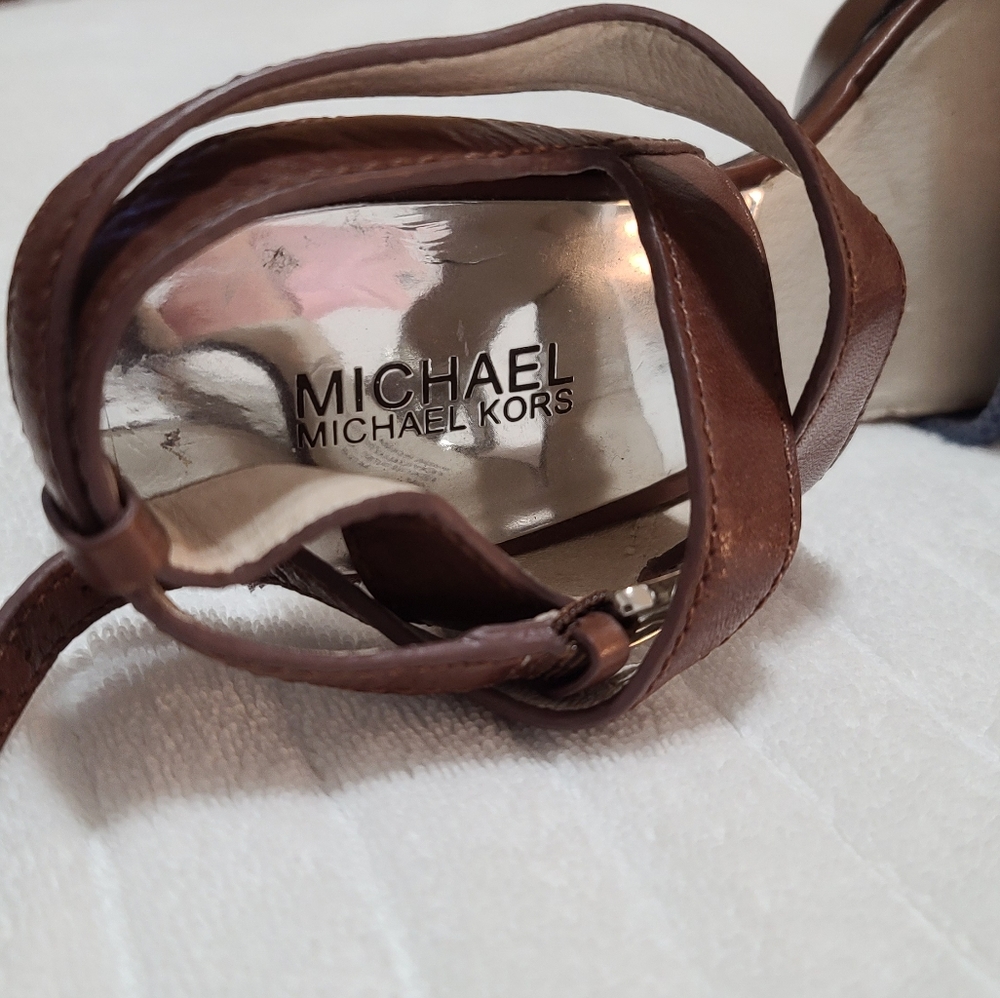 Michael Kors Chocolate and Navy High Heel Sandals - Picture 2 of 6